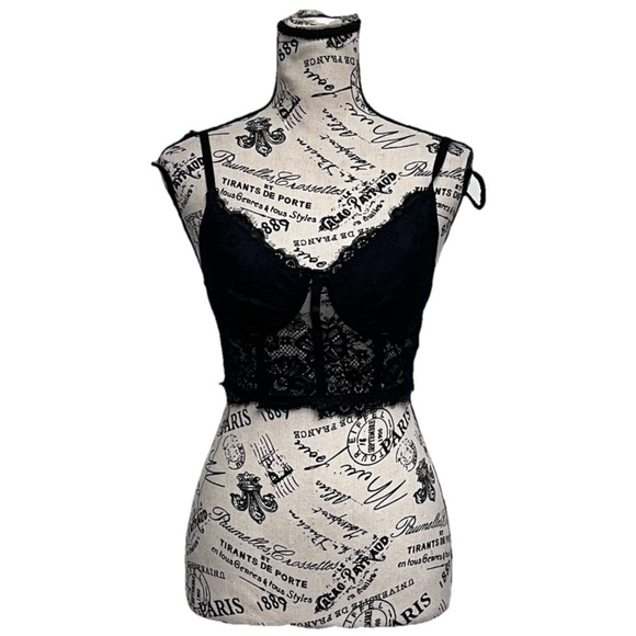 Black Lace Corset Top Women’s S | Witchy Goth Grunge Fairycore Corset Crop - Picture 2 of 9